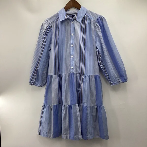 GAP Blue Striped Tiered Mini Dress - Picture 3 of 14